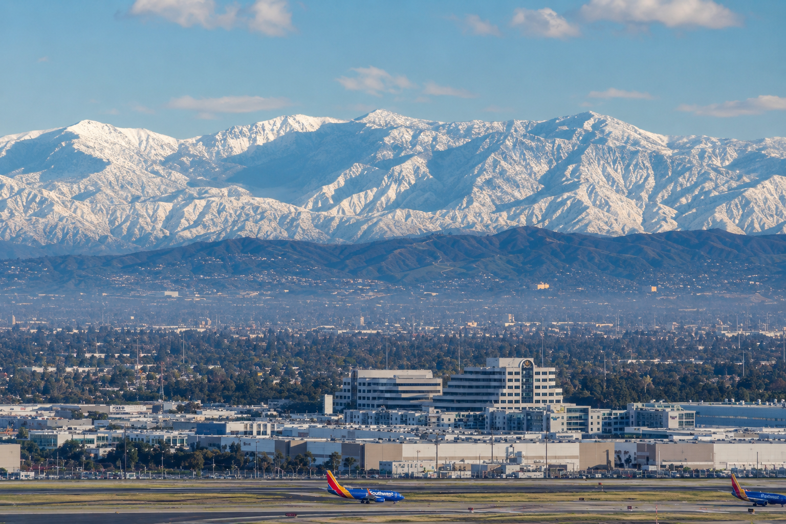 San Bernardino mountains and Inland Empire skyline